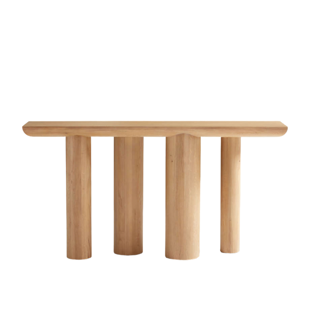 Furnheaven Bomen 66 Asymmetrical Natural Oak Wood Console Table