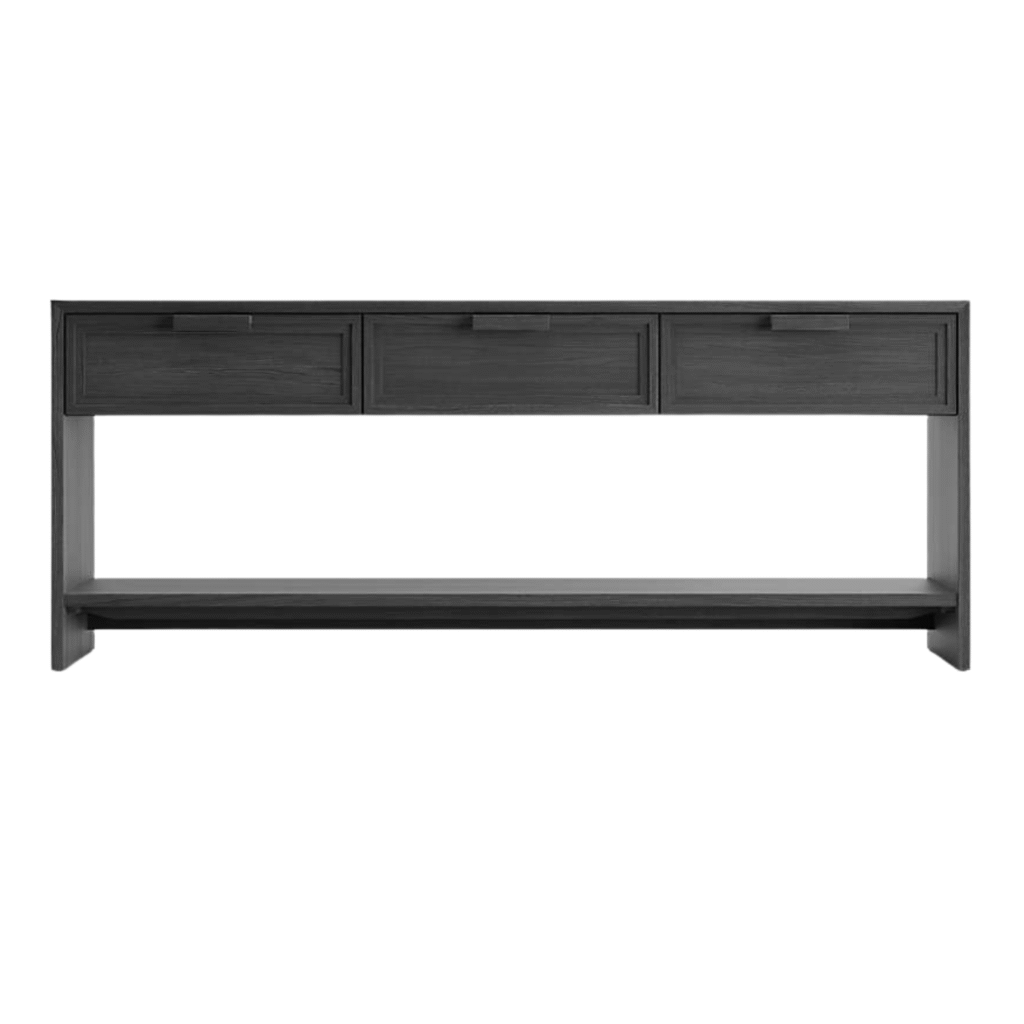 Furnheaven Calypso 72 Rectangular Black Wood Storage Console Table
