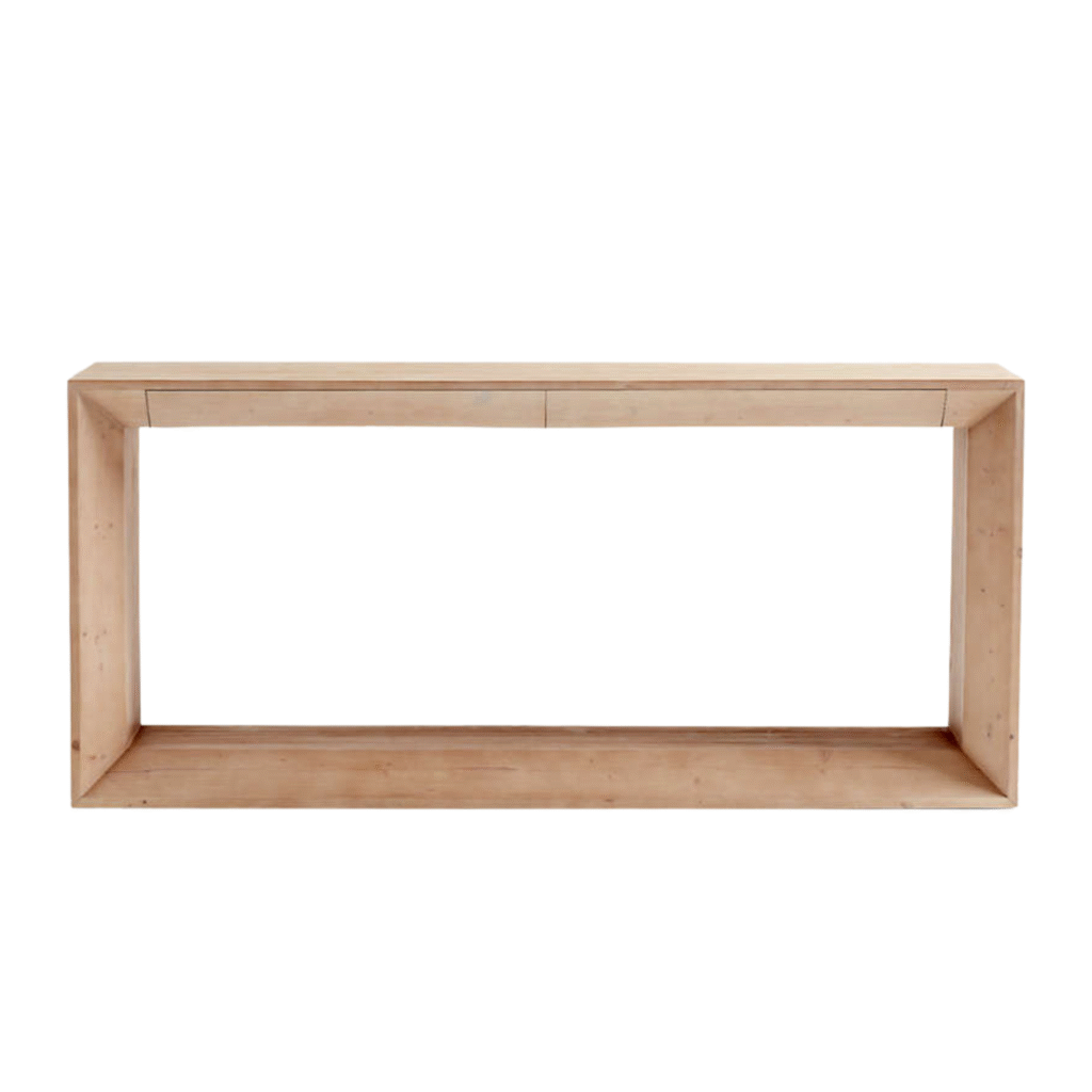 Furnheaven Vernon 72 Rectangular Natural Pine Wood Storage Console Table