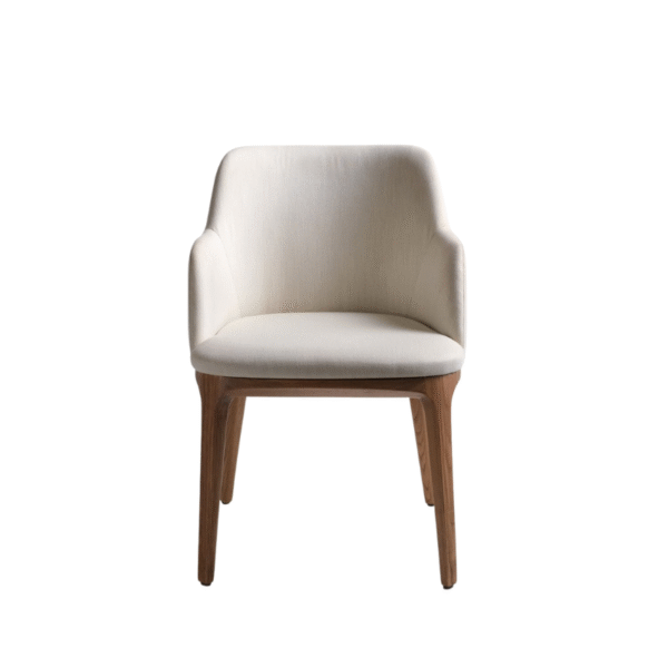 Furn Heaven Cream Upholstered Wooden Dining Chair