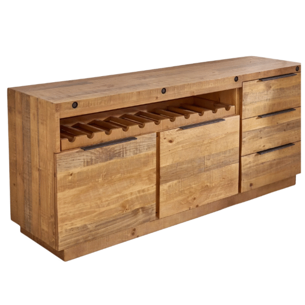 Furnheaven Finca Pine Sideboard with wine rack - natural