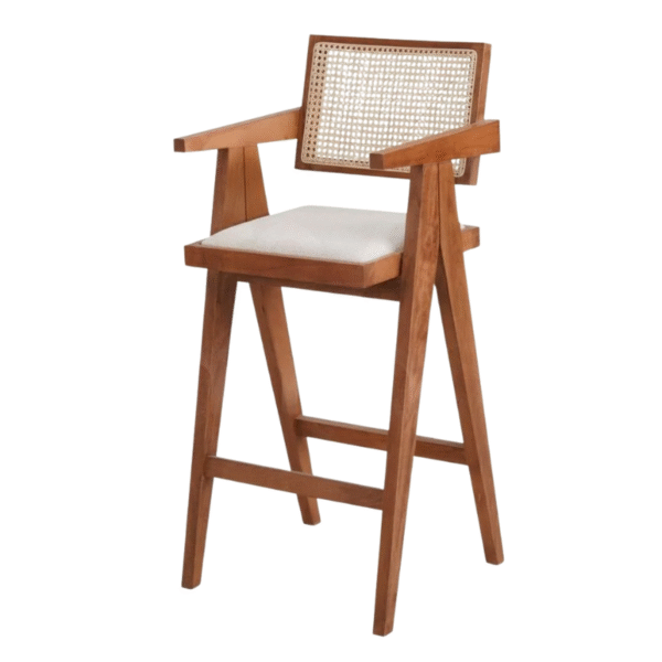 Furn Heaven Rattan & Wood Armrest Bar Chair
